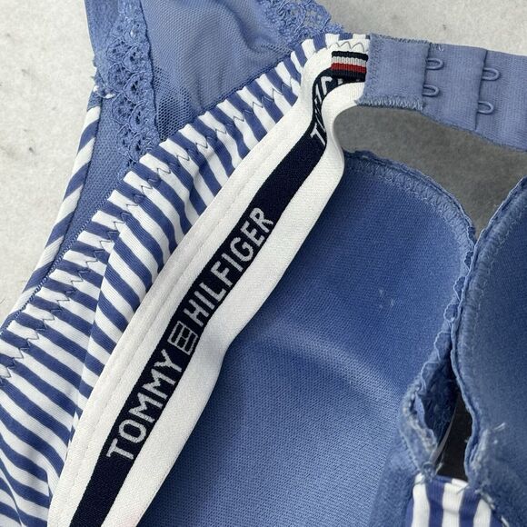 Tommy Hilfiger Convertible Lace Trim Push Up Bra Women’s Size 34C Blue Striped - Picture 10 of 10